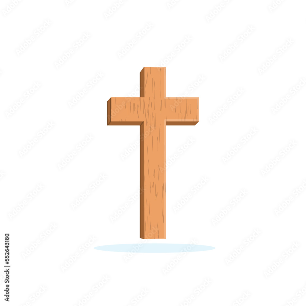 Isolated wooden religious cross. Church item