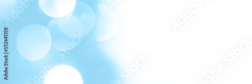 Blurred lights blue background  banner texture. Abstract bokeh with soft light header. Wide screen wallpaper. Panoramic web banner with copy space for design
