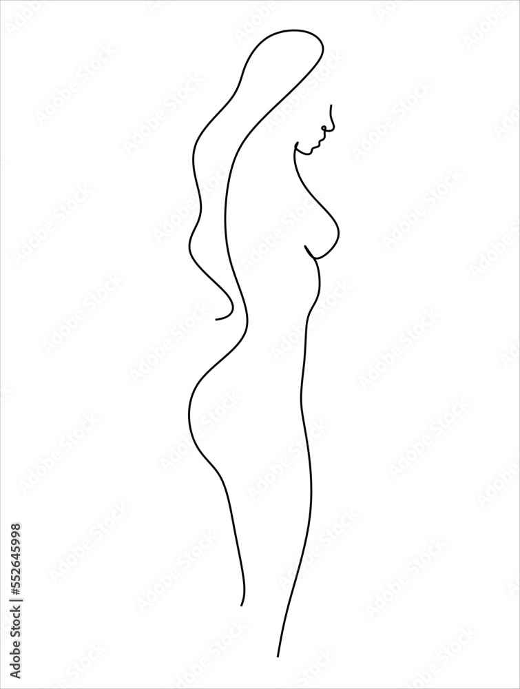 Female body line drawing. Female figure creative modern abstract line drawing. Vector minimalist design for wall art, print, card, poster. Female body line drawing. Female figure creative modern abstract line drawing. Vector minimalist design for wall art, print, card, poster.