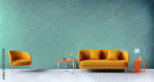 Bright furniture against abstract wall photo