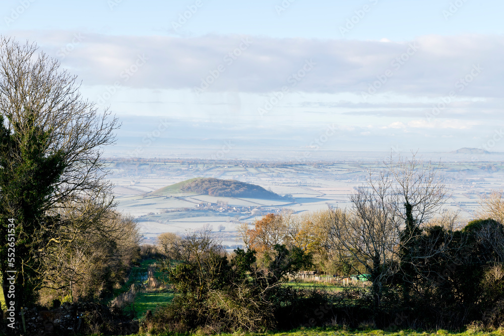 Winter view over the Cheddar Valley from Draycott Sleights, Mendip Hills
