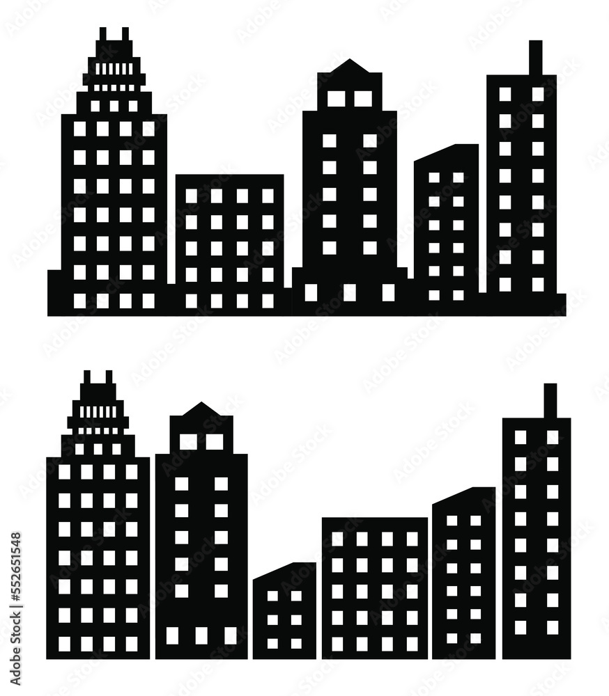 Building vector set illustrations of a silhouette of city