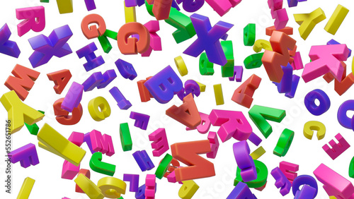 Colored letters falling down. 3d Illustration