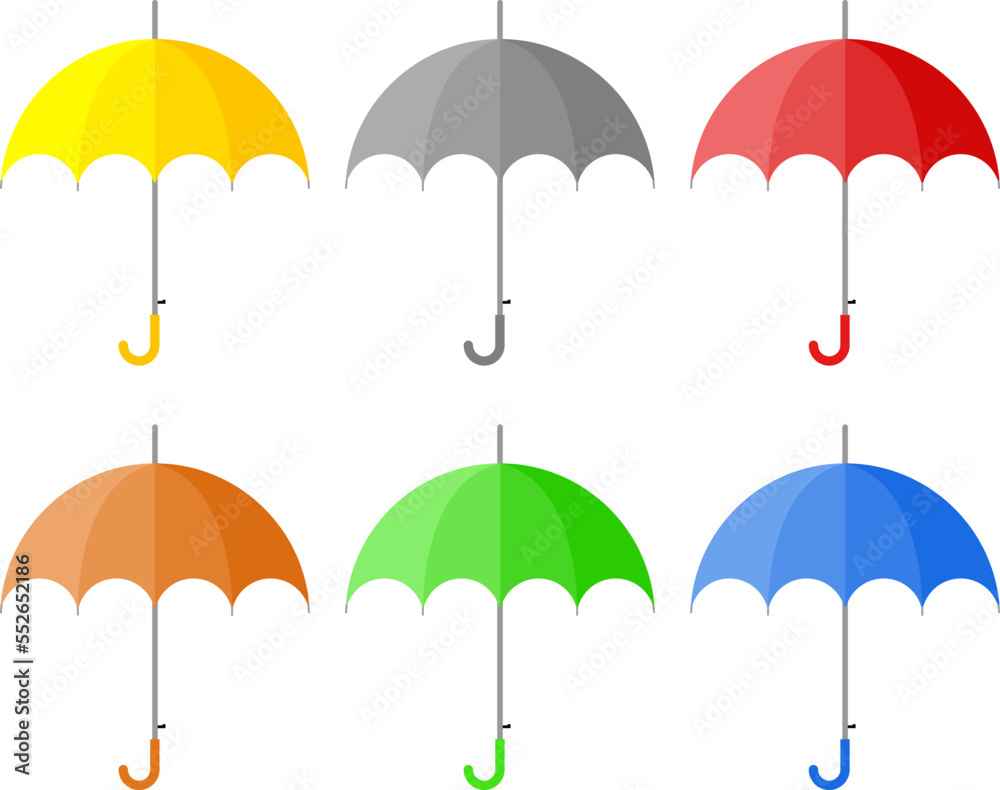 vector set of colorful flat icons of umbrella