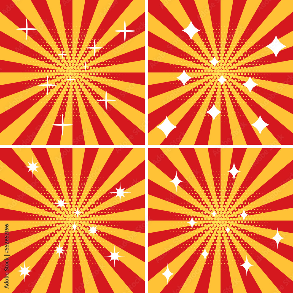 vector abstract background of red and yellow star burst