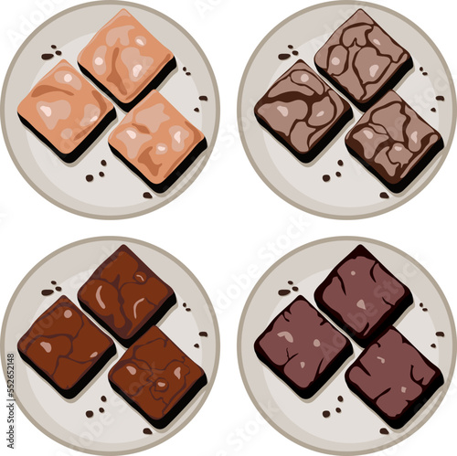 vector chocolate brownies on plate