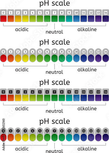 vector ph scale set of acidic, neutral and alkaline