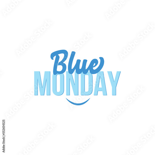 Blue Monday with smile on isolated background