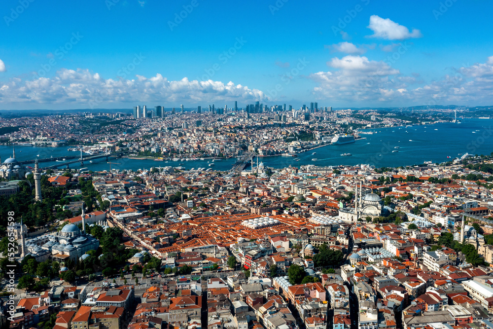 Aerial view of Istanbul city in Turkey.