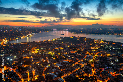 Istanbul city at twilight in Turkey.