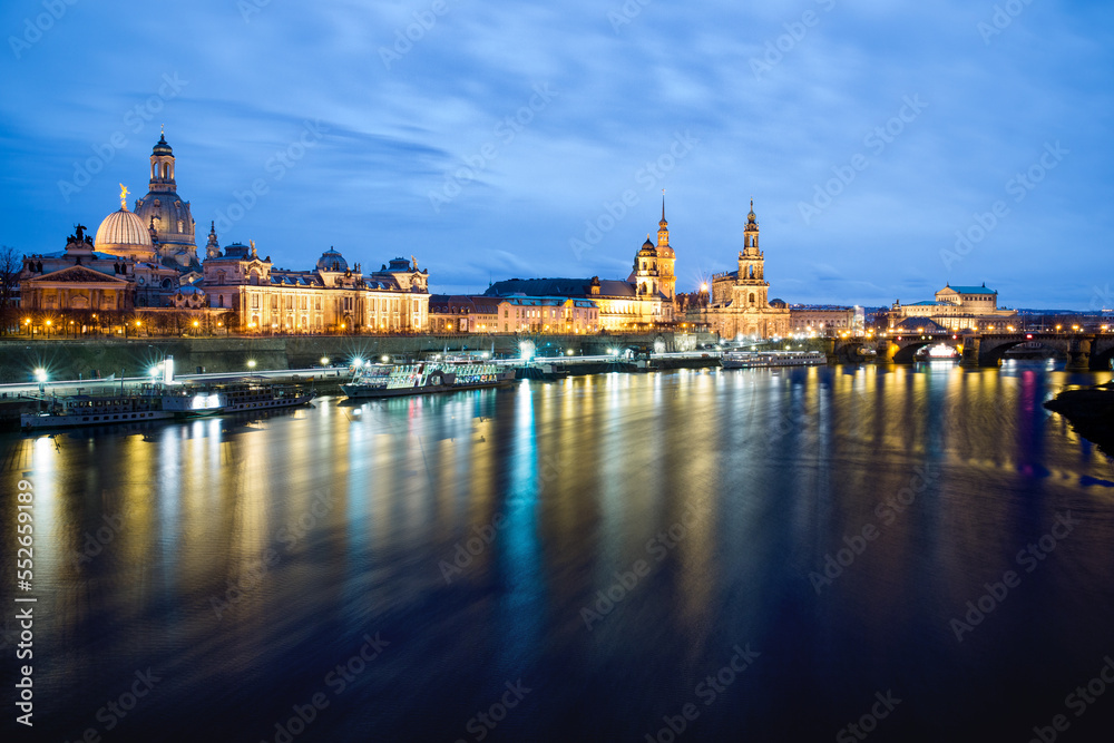 Altstadt Panorama Dresden Nachtaufnahme