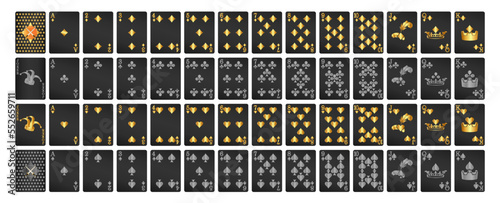 Poker with isolated cards on a white background. Playing cards for poker, full deck.