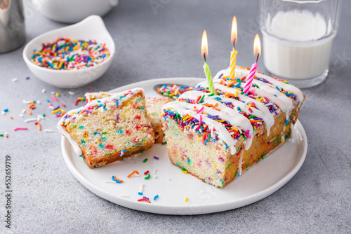 Birthday cake pound cake with sprinkles, funfetti cake photo