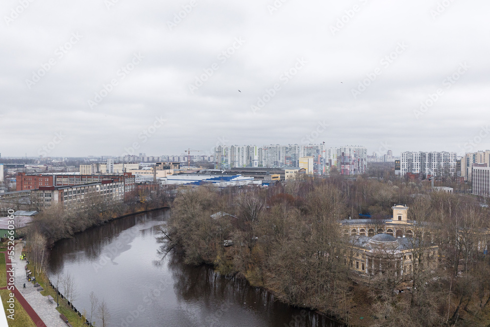 Flight over the city from a quadcopter Flight over the city from a quadcopter