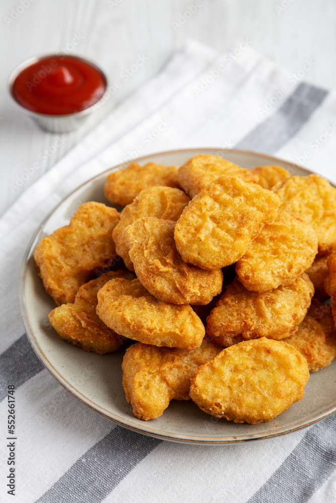 Homemade Chicken Nuggets with Ketchup, side view. Homemade Chicken Nuggets with Ketchup, side view.