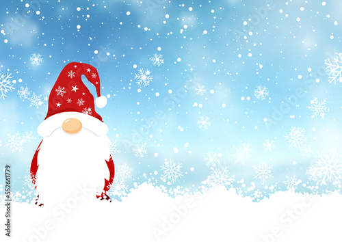 Christmas gonk on a snowflake background