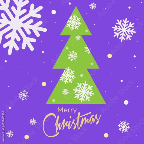 Merry Christmas. Template for greetings, banners, posters, postcards and holiday invitations. Modern design with a New Year and Christmas creative tree