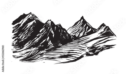 Mountain landscape  sketch style  vector illustrations