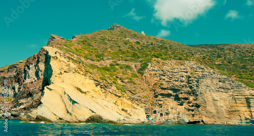 Aeolian Islands, Sicily. The amazing Pollara beach, at Salina island.