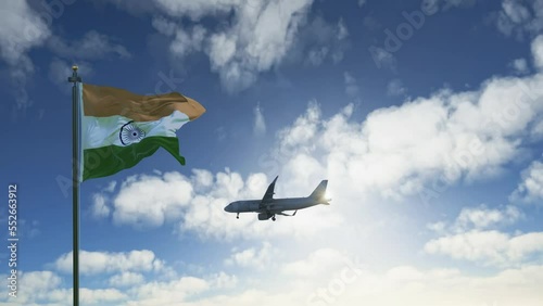 Generic airplane landing in India. A passenger plane lowering its landing gears as it approaches a Indian airport.
