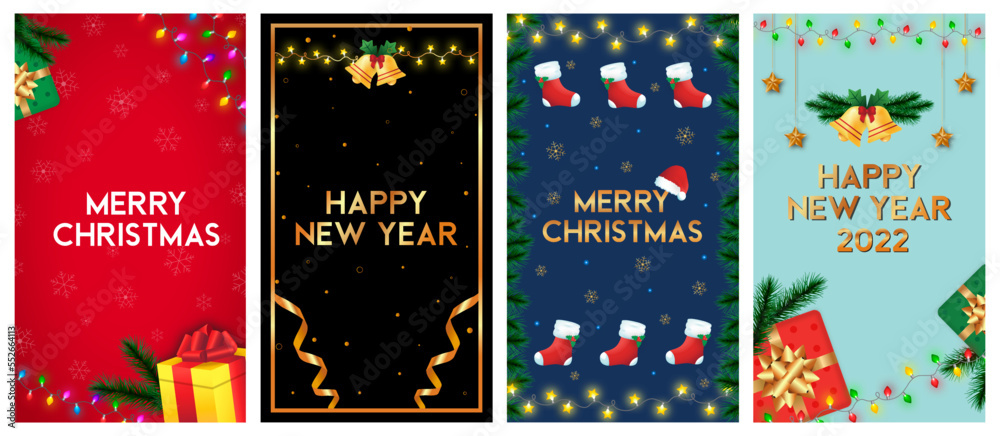 Tarjetas o fondos de navidad y de año nuevo para historias de instagram