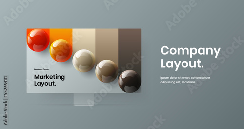 Minimalistic site design vector concept. Clean monitor mockup banner layout. © kitka