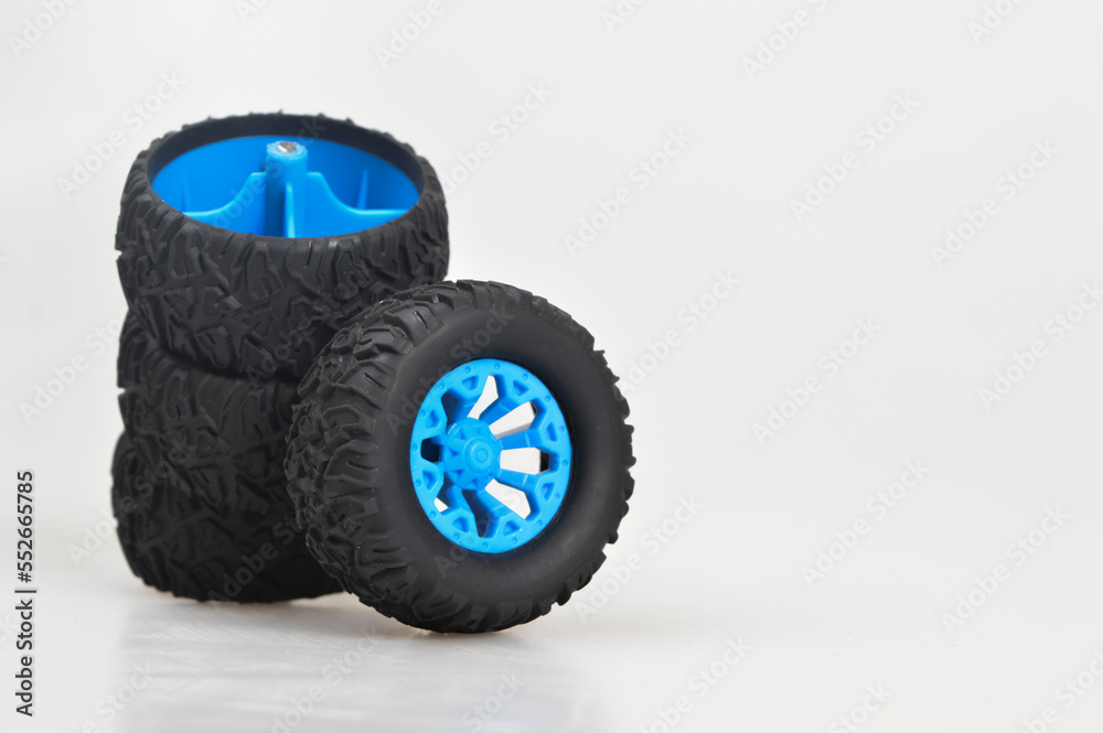 Black rubber tires isolated on a white background