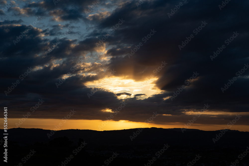 sunset in the city of Braga