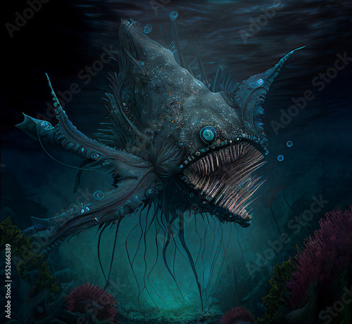 scary depp sea fish underwater photo