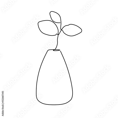Flower one line drawing art. Continuous line drawing flowers in a vase. Concept hand drawing sketch line.