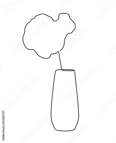 Flower one line drawing art. Continuous line drawing flowers in a vase. Concept hand drawing sketch line.