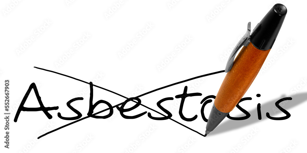 Asbestosis concept with pencil deleting text Asbestosis concept with pencil deleting text