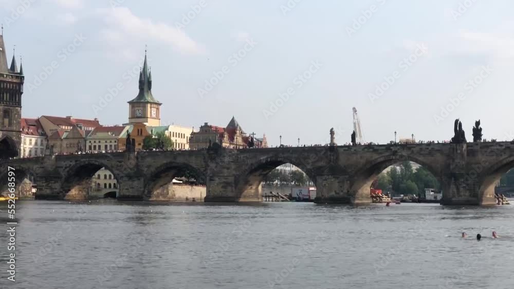 Panorama of the historic center in Prague. The Vlatva river in Prague. Charles bridge in Prague Panorama of the historic center in Prague. The Vlatva river in Prague. Charles bridge in Prague