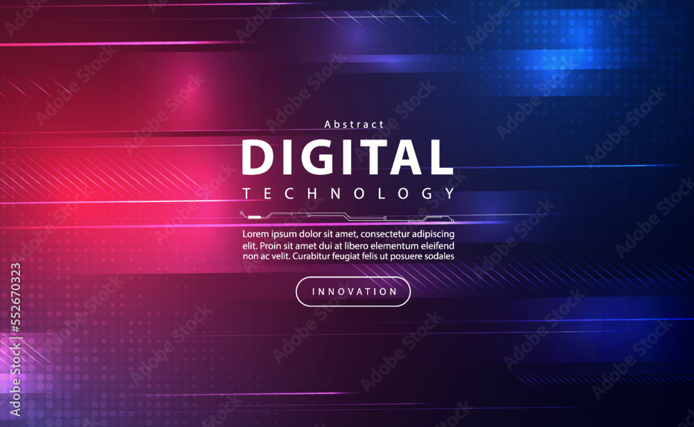 Digital technology banner blue pink background concept, cyber security ...