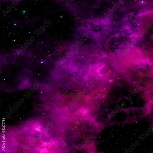 Pink space nebula background with stars