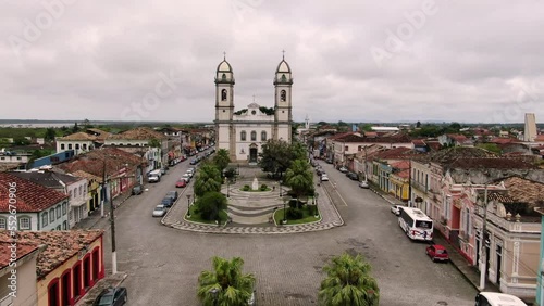 Aerial of Catholic Church in Iguape, São Paulo, Brazil photo