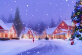 snowy winter town during christmas landscape