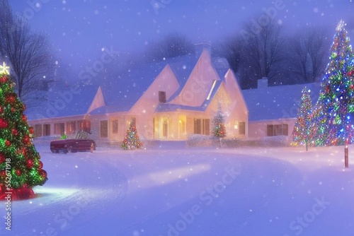 snowy winter town during christmas landscape © maciek