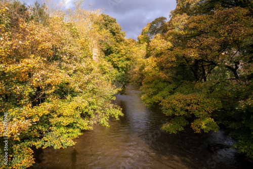 View of the river Derwent in autumn, Derbyshire, England