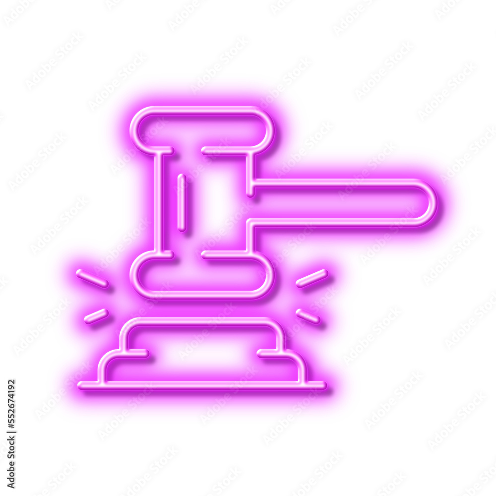 Judge hammer line icon. Court judgement sign. Neon light effect outline icon. Judge hammer line icon. Court judgement sign. Neon light effect outline icon.