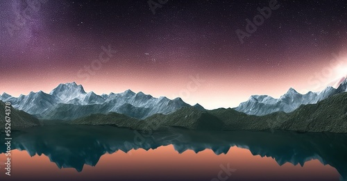  panoramic mountain view background, Generative AI