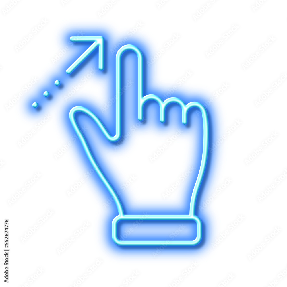 Touchscreen gesture line icon. Slide arrow sign. Swipe action. Neon light effect outline icon. Touchscreen gesture line icon. Slide arrow sign. Swipe action. Neon light effect outline icon.
