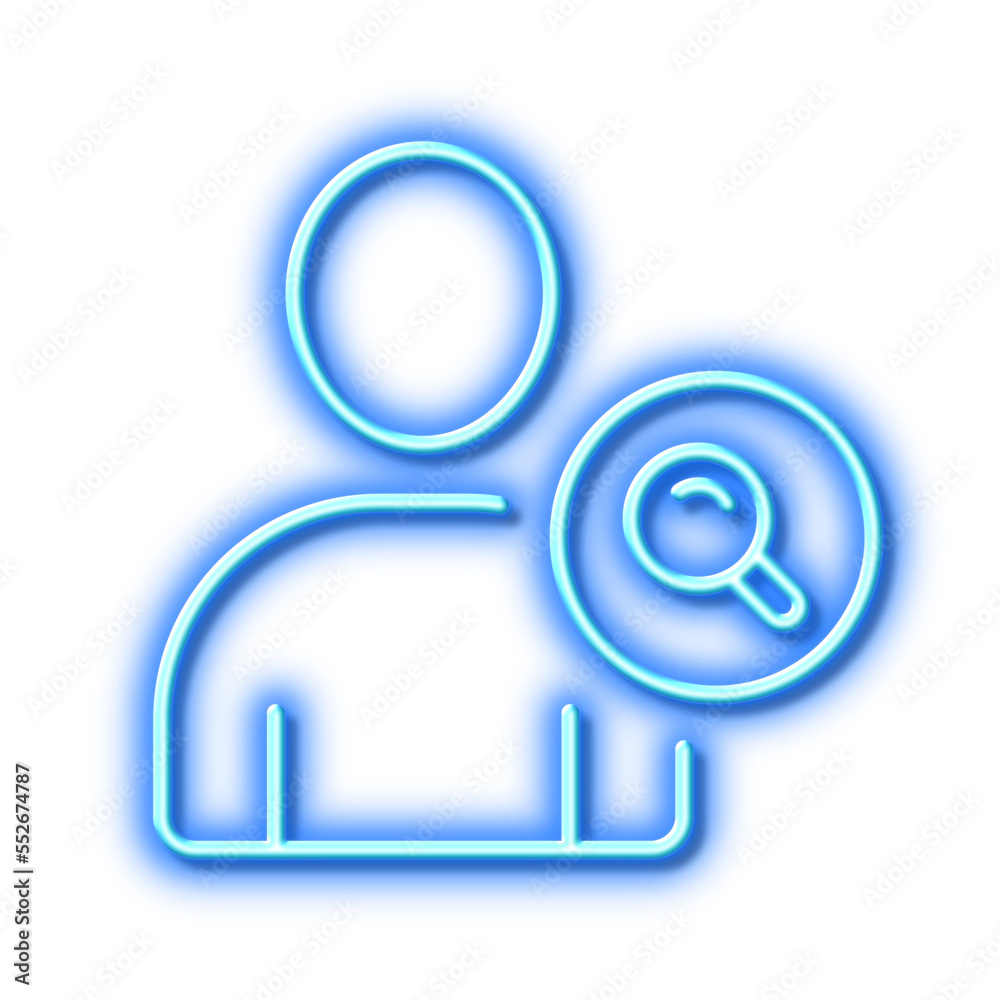 Search User line icon. Profile Avatar sign. Neon light effect outline icon. Search User line icon. Profile Avatar sign. Neon light effect outline icon.