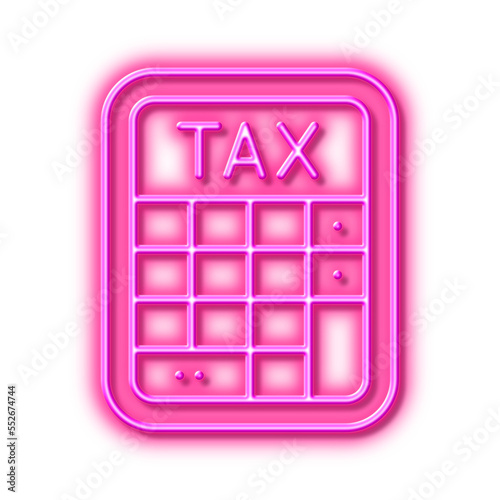 Tax calculator line icon. Calculate tax rate sign. Neon light effect outline icon.