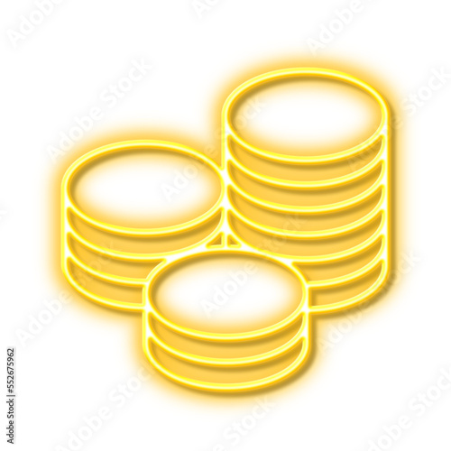 Coins money line icon. Banking currency. Neon light effect outline icon.