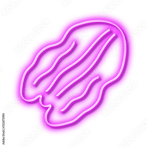 Pecan nut line icon. Tasty protein sign. Vegan food. Neon light effect outline icon.