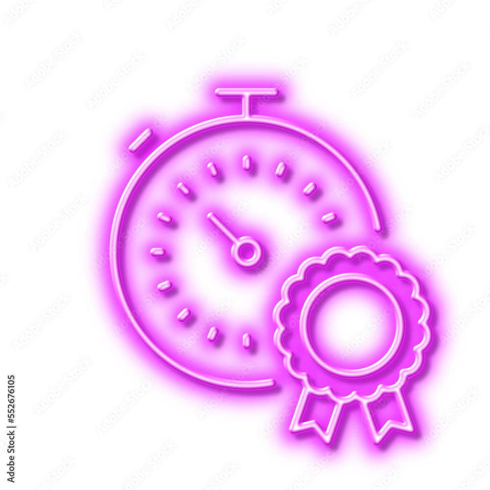 Best result line icon. Timer award sign. Neon light effect outline icon. Best result line icon. Timer award sign. Neon light effect outline icon.