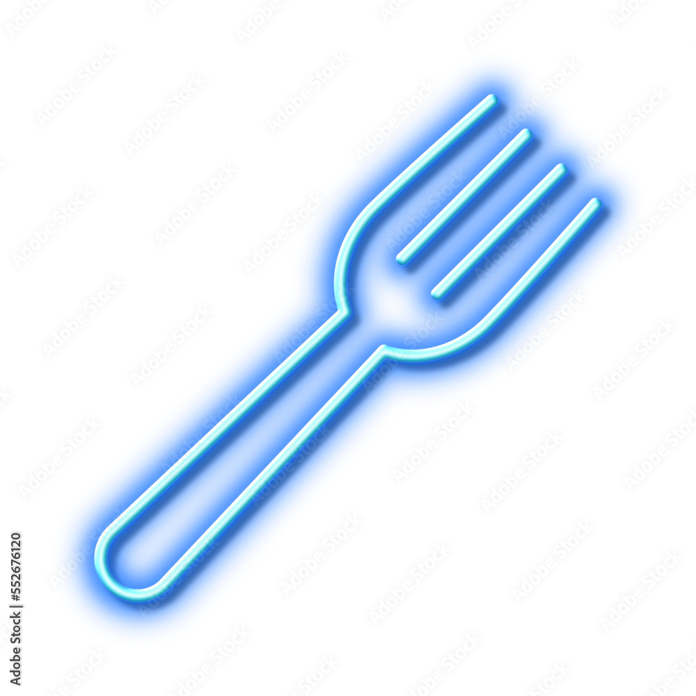 Fork line icon. Kitchen cutlery sign. Neon light effect outline icon. Fork line icon. Kitchen cutlery sign. Neon light effect outline icon.