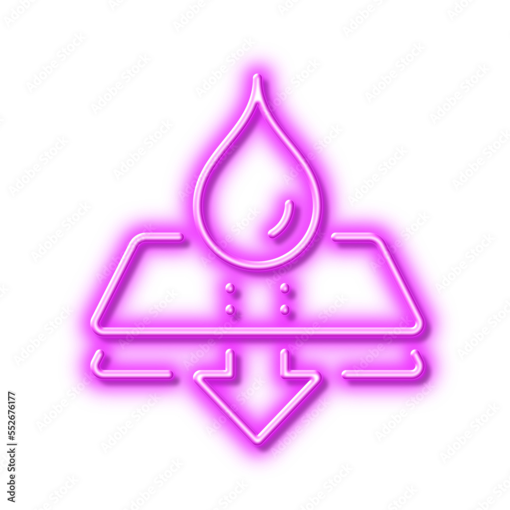 Water resistant line icon. Waterproof sign. Neon light effect outline icon. Water resistant line icon. Waterproof sign. Neon light effect outline icon.