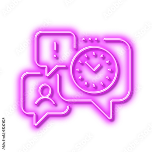 Time management line icon. Clock sign. Watch. Neon light effect outline icon.